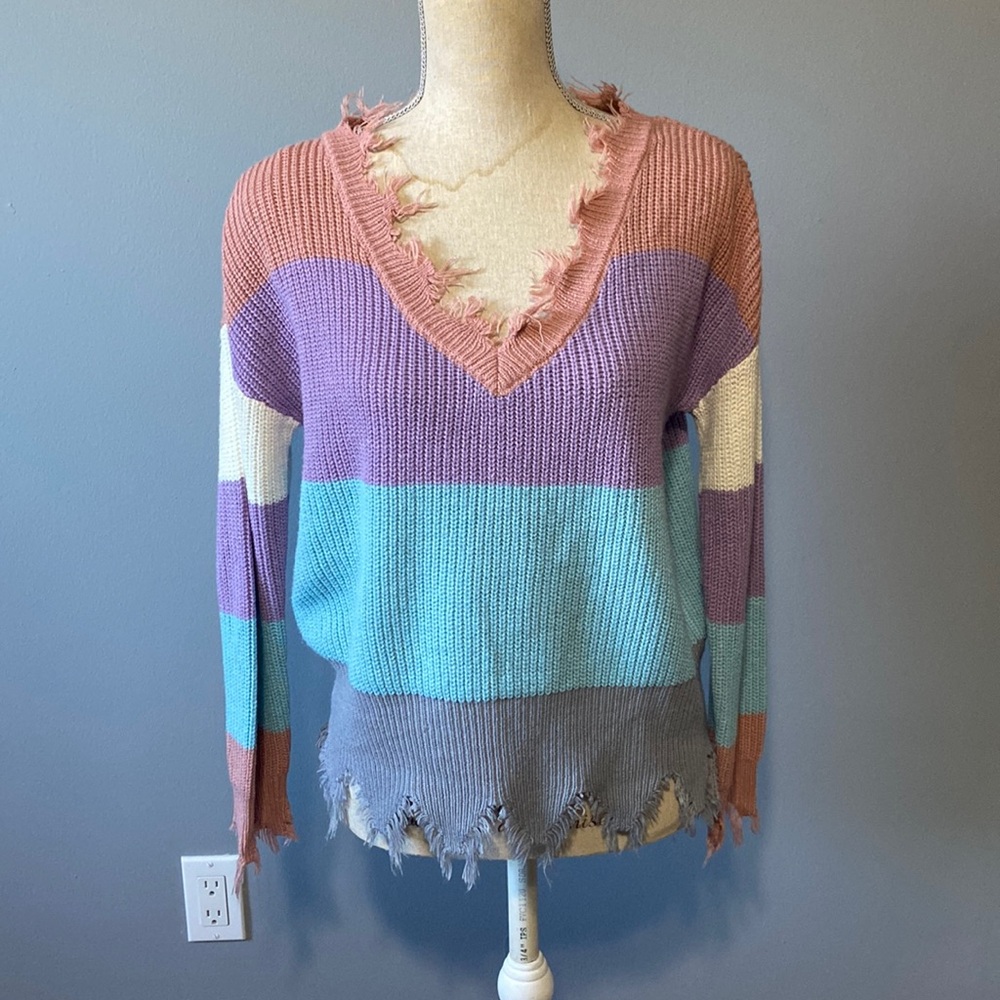 Nikkak knitted sweatshirt multicolored frayed
